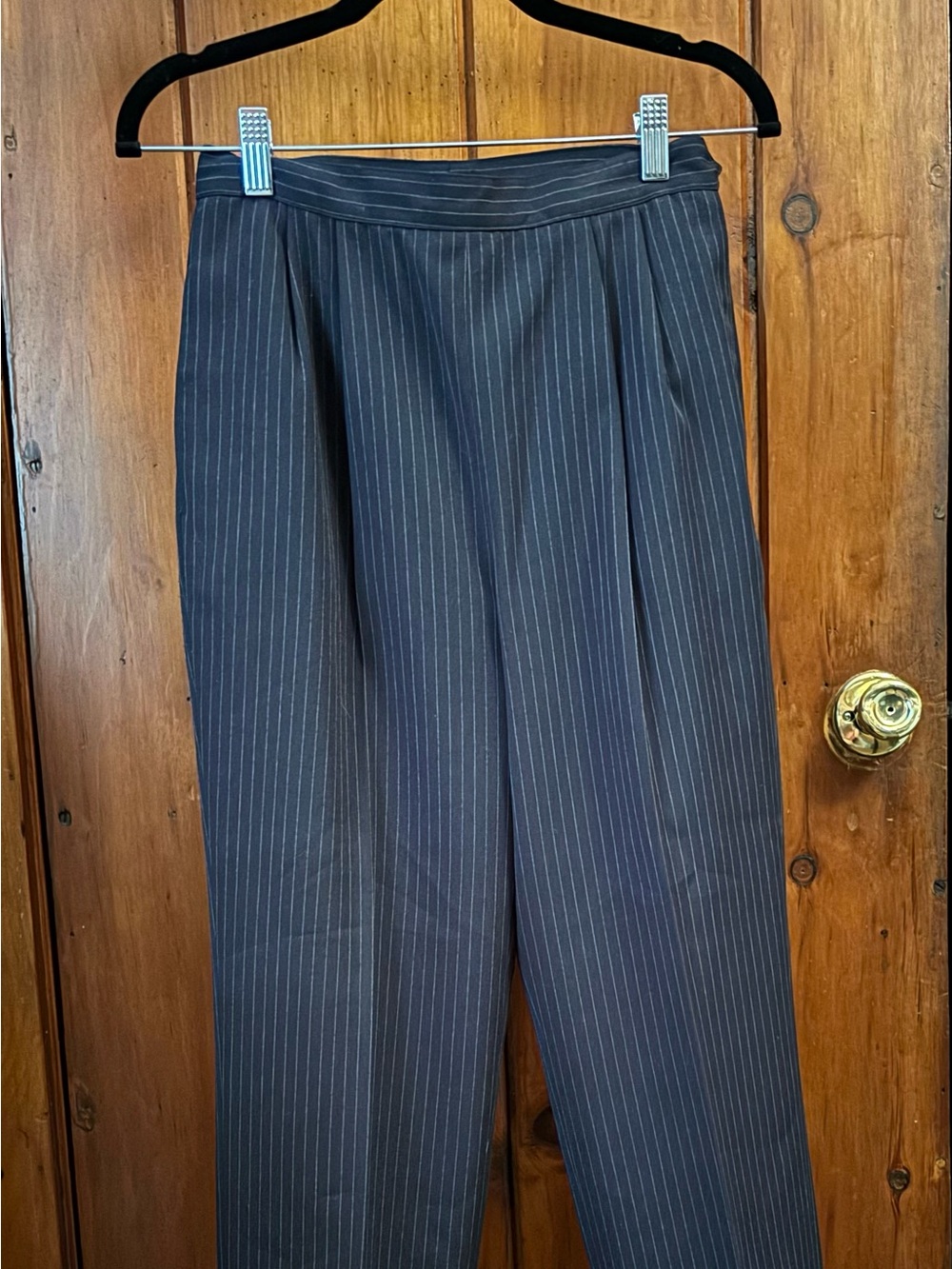 Women’s Handmade Navy Pinstripe Tailored Trousers
